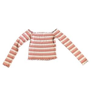 {Fashion House} Off shoulder long sleeve horizontal stripped top